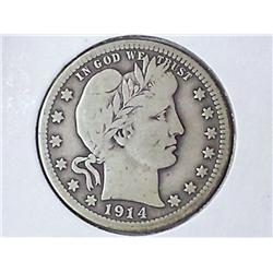 1914-D BARBER QUARTER (FINE)