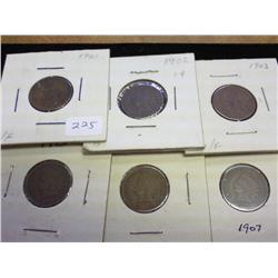 1901, 02, 03, 05, 06 & 07 INDIAN HEAD CENTS