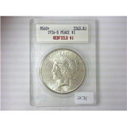 1926-S PEACE SILVER $ BLANCHARD MS60+ REDFIELD