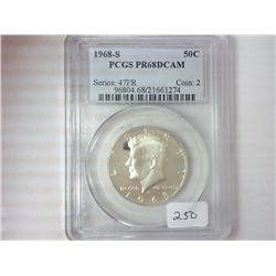 1968-S KENNEDY HALF DOLLAR PCGS PR68 DCAM