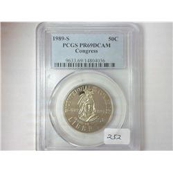 1989-S CONGRESS HALF DOLLAR PCGS PR69DCAM