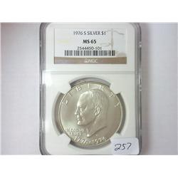 1976-S IKE SILVER DOLLAR NGC MS65