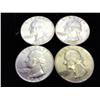 Image 1 : 4 ASSORTED 1964 WASHINGTON SILVER QUARTERS
