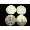 Image 2 : 4 ASSORTED 1964 WASHINGTON SILVER QUARTERS