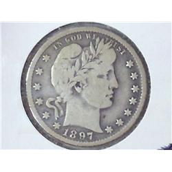 1897-O BARBER QUARTER (FINE)