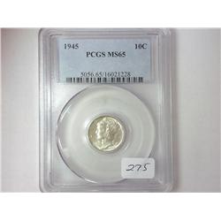 1945 MERCURY DIME PCGS MS65