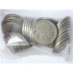 ROLL OF NO DATE BUFFALO NICKELS