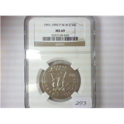 1991-95-P WWII HALF DOLLAR NGC MS69