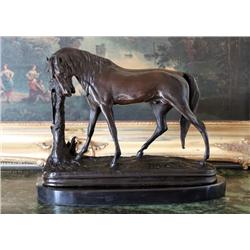 Lovely Bronze Sculpture Horse & Tree