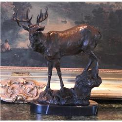 Glorious Bronze Sculpture Single Standing Elk