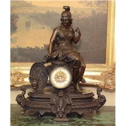 Magnificent Bronze Sculpture Britannia Goddess Mantel