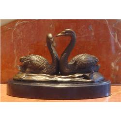 Beautiful Bronze Sculpture Two Swans