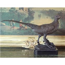 Splendid Bronze Sculpture Pheasant Bird