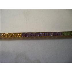 14K Gold Multicolored Stone Bracelet