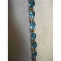 10K Gold Blue Topaz Stone Bracelet