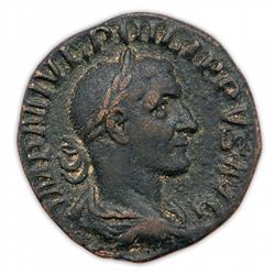 Ancient Coin - Philip II, AE-Sesterius AD 246-249 GREAT DEAL! EMPEROR DIED IN BATTLE!