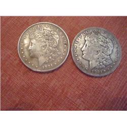 Two 1921 Silver Morgan Dollars