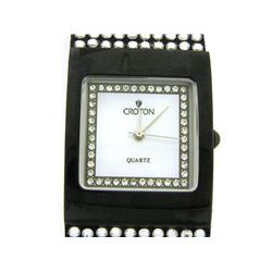 Croton Women's Quartz Mother-of-Pearl Crystal Leather Strap Watch