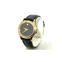 Movado Yellow Gold Plated Leather Strap Watch