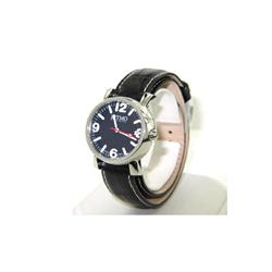 Ritmo Stainless Steel Black Leather Strap Watch