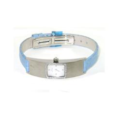 Milus Stainless Steel Diamond Leather Strap Watch