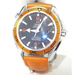 Omega Seamaster Stainless Steel Leather Strap Watch