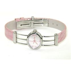 Milus Stainless Steel Pink Leather Strap Watch