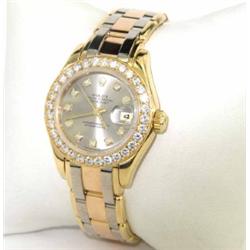 Rolex 18K Tri-Color Gold Diamond Date Just Watch