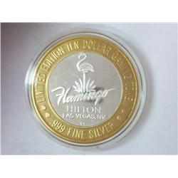 FLAMINGO HILTON CASINO $10 SILVER TOKEN (UNC)