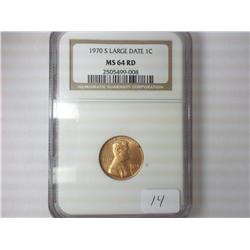 1970-S LARGE DATE LINCOLN CENT NGC MS64RD