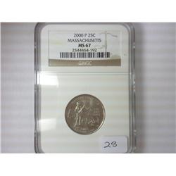 2000-P MASSACHUSETTS QUARTER NGC MS67