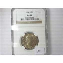 1980-D SBA DOLLAR NGC MS66