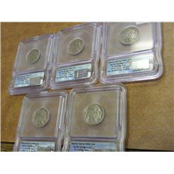 5 ICG SLABBED BUFFALO NICKELS