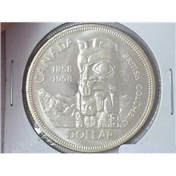 1958 CANADA SILVER DOLLAR (UNC)