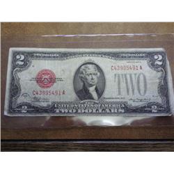 1928-D US TWO DOLLAR NOTE RED SEAL (AS SHOWN)