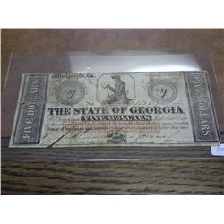 1862 STATE OF GEORGIA $5 NOTE