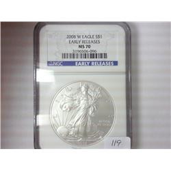 2008-W AMERICAN SILVER EAGLE NGC MS70