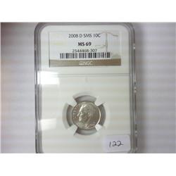 2008-D SMS ROOSEVELT DIME NGC MS69