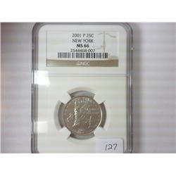 2001-P NY QUARTER NGC MS66