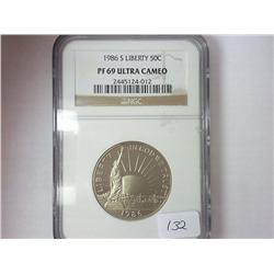1986-S LIBERTY HALF DOLLAR NGC PF69 ULTRA CAMEO