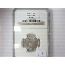 2001-D KENTUCKY QUARTER NGC MS66