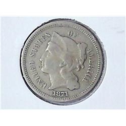 1871 THREE CENT PIECE (NICKEL)
