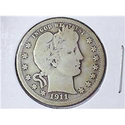 1911-D BARBER QUARTER (VERY GOOD)