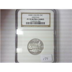 2008-S SILVER ARIZONA QUARTER NGC PF70 ULTRA CAMEO