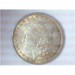 1898 MORGAN SILVER DOLLAR (UNC) GOLDEN TONING OBV.
