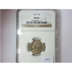 1977 JEFFERSON NICKEL NGC MS66