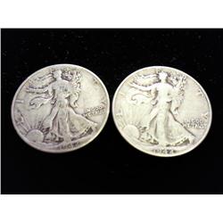 2-1942 WALKING LIBERTY HALF DOLLARS