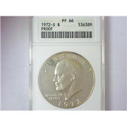 1972-S IKE DOLLAR ANACS PF66 SILVER