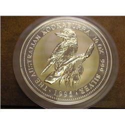 1995 AUSTRALIAN KOOKABURRA 10 OZ .999 SILVER