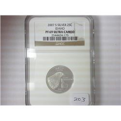 2007-S SILVER IDAHO QUARTER NGC PF69 ULTRA CAMEO